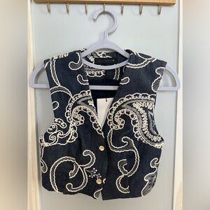 Zara Navy Denim Vest and Skirt Set!